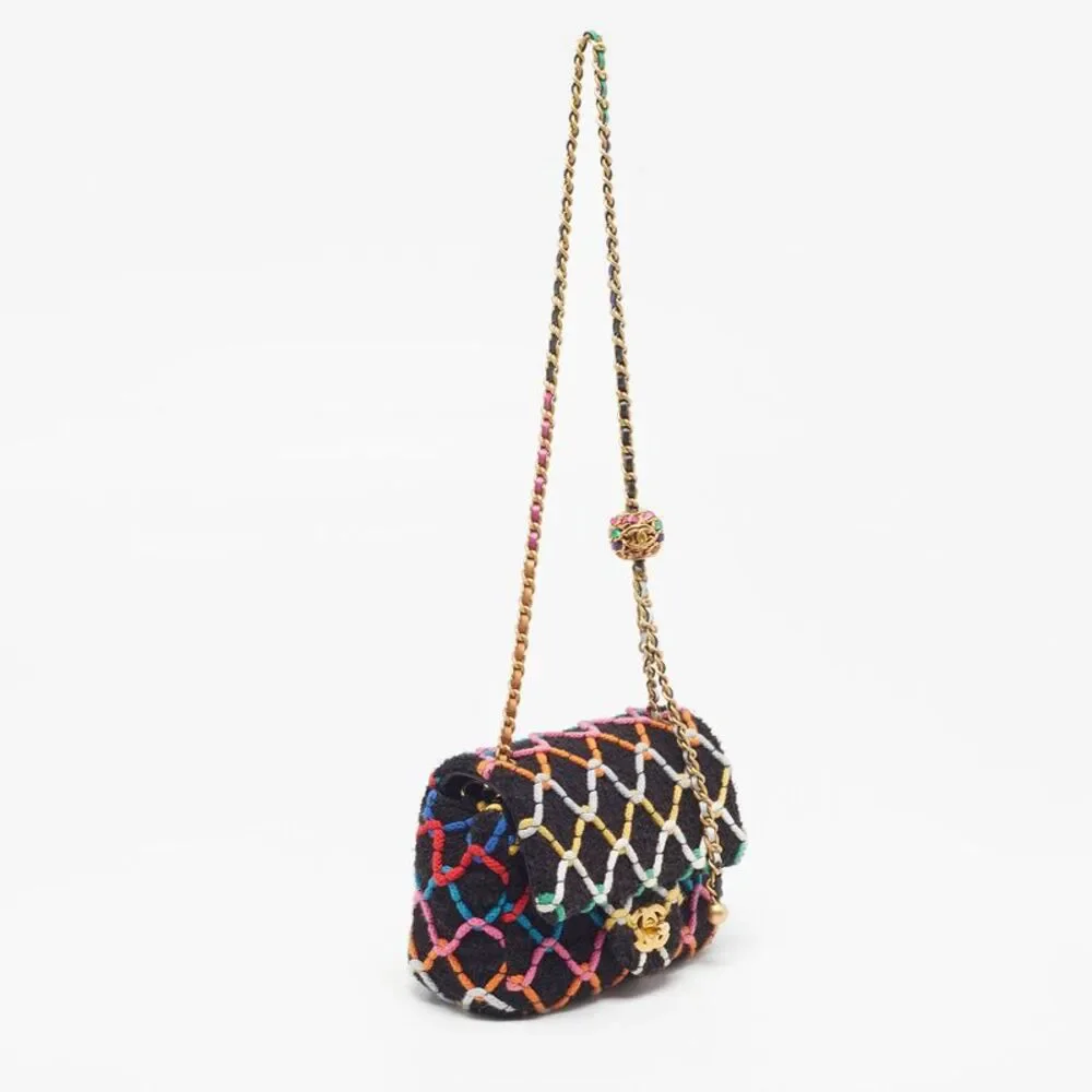 Chanel Pearl Crush Mini Multicolor Tweed Square Flap Bag - Picture 3 of 7